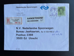 NETHERLANDS 1993 REGISTERED LETTER DEN HELDER LANGEVLIET TO UTRECHT 30-06-1993 NEDERLAND AANGETEKEND - Cartas & Documentos