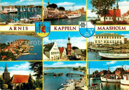 73255170 Arnis Mit Kappeln Und Maasholm Teilansichten Mit Kirchen Hafen Bruecken - Autres & Non Classés