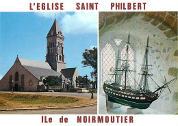 85 - Ile De Noirmoutier - Eglise Saint Philbert - Multivues - Automobiles - Maquette De Bateau - Carte Neuve - CPM - Voi - Ile De Noirmoutier