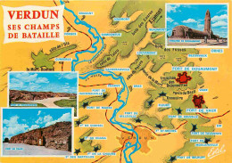 55 - Verdun - Champs De Bataille De La Guerre 1914-1918 - Multivues - Carte Géographique - CPM - Voir Scans Recto-Verso - Verdun