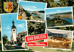 73254825 Bad Breisig Hauptstrasse Kirche Uferstrasse Bootsanleger Dampfer Wellen - Bad Breisig