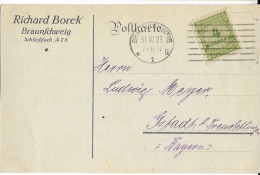 Germany Infla Card Braunschweig Borek 31.10.1923 - Brieven En Documenten