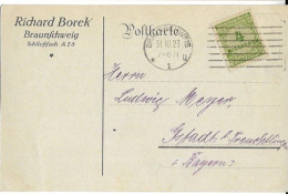 Germany Infla Card Braunschweig Borek 31.10.1923 - Cartas & Documentos