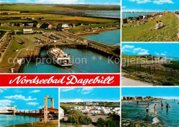 73254784 Dagebuell Hafen Nordseebad Faehre Fliegeraufnahme Campingplatz Strand P - Other & Unclassified