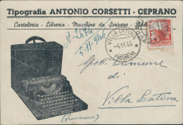 Bu697 Cartolina Pubblicitaria Commerciale Ceprano Tipografica Antonio Corsetti - Reclame