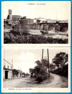 CPA Carte Double 11 TREBES Aude - Vue Générale + La Gare, Le Faubourg - Autres & Non Classés