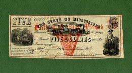 USA Note CIVIL WAR ERA The State Of Mississippi 1862 $5 N.32943 - Confederate Currency (1861-1864)