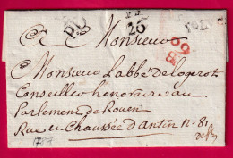 PETITE POSTE DE PARIS BPD LEVEE BOITIER 1787 QUANTIEME CACHET FACTEUR AU DOS B4 BOITIER B60 LETTRE - 1701-1800: Voorlopers XVIII