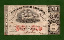 USA Note Civil War Era The State Of North Carolina 50 Cents Raleigh 1864 - Divisa Confederada (1861-1864)