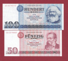 Allemagne (RDA) 2 Billets --50 Mark 1971 Et 100 Mark 1975 Très Bon état - Sonstige & Ohne Zuordnung