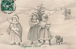 N°24971 - Noël - VK Vienne - Joyeux Noël - Fillettes Marchant Dans La Neige, Avec Un Teckel - Other & Unclassified