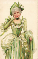 N°24969 - Fantaisie - Theo Stroefer's - Jeune Femme Portant Une Robe Verte, Faite De Crocus - Frauen