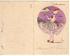 N°24960 - Illustrateur - Menu De 1930 - Susie - Colombine Jouant Au Clair De Lune - Menu - Autres & Non Classés