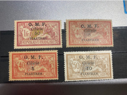 Colonie Francaise  4 Timbres Cilicie Surcharge O.M.F. 10piastre/50c. 50 Piastres /1fr  5piastres /40c 2x  Charnière - Ungebraucht