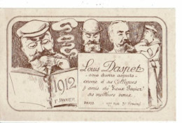 Carte De Visite Voeux 19112 LOUIS DASPET Illustré POPOT Société Archéologique Le Vieux Papier Marin Politiques - Cartoncini Da Visita