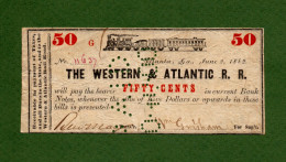 USA Note CIVIL WAR ERA The Western & Atlantic R. R. 50 Cents 1862 Atlanta, Georgia Black-Train N.11637 - Devise De La Confédération (1861-1864)