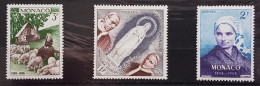 Monaco 1958  3 Timbres YT 492 493 494 - Neufs