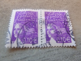 Marianne De Luquet - 0.10 € - Yt 3446 - Violet-rouge - Double Oblitérés - Année 2002 - - Oblitérés