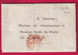 MARQUE PERIODIQUE FRANC EN ROUGE PARIS LENAIN N°55 INDICE 24 POUR DIEUZE MOSELLE LETTRE - 1701-1800: Precursori XVIII