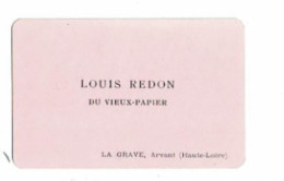 Carte De Visite 7 De Trèfle LOUIS REDON La Grave Arvant Haute Loire Carte à Jouer Société Archéologique Le Vieux Papier - Visiting Cards