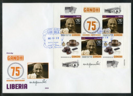 Liberia 2023, Gandhi, 3val In BF FDC - Liberia