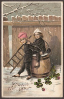 Des Enfants Dans La Neige, Children In The Snow, - 1910 Bayern Geprägt, Embossed, Gaufrée  - Groepen Kinderen En Familie