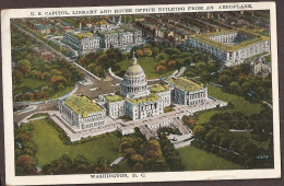 U.S. Capitol, Library From An Aeroplane - 1928. Nice Cancelation: "Air-mail Saves Time" - Washington DC