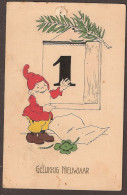 Bonne Année - Des Gnomes Et Le Calendrier - Jolie CPA 1928  - Vintage Card - Nouvel An