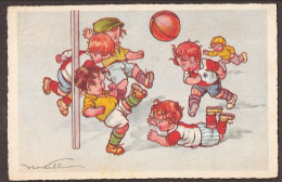 Petits Garçons Jouant Au Soccer - Football  - Jolie Carte Postale Ancienne 1929 - Vintage Card - Dessins D'enfants