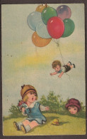 Petit Garçon Sous Des Ballons- Jolie Carte Postale Ancienne 1926 - Vintage Card - Dibujos De Niños