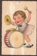 Petite Fille Avec Son Tambour - Jolie Carte Postale Ancienne 1927 - Vintage Card -1927 - Dessins D'enfants