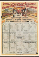 Plakat 1907-Chemin De Fer-Train, Speisewagen. Compagnie Suisse De Wagons Restaurants - Other & Unclassified