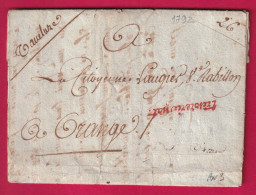 FRANCHISE TRESORERIE NATIONALE AN3 1795 POUR ORANGE VAUCLUSE LETTRE - 1801-1848: Voorlopers XIX