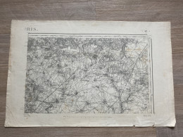 Carte état Major PARIS 1888 35x54cm VILLERON CHENNEVIERES-LES-LOUVRES VEMARS LOUVRES PUISEUX-EN-FRANCE EPIAIS-LEZ-LOUVRE - Carte Geographique