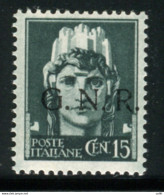 G.N.R. Cent. 15 N. 472A "errore Di Colore" - Soprastampa In Nero - Mint/hinged