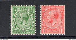 1913 GRAN BRETAGNA, GREAT BRITAIN, Effige Re Giorgio V, N. 157-158 Unificato, 397-398 S.G. MNH** - Other & Unclassified