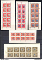 1945-46 SAN MARINO, Minifogli Serie "Stemmi", N° 1/5 - Splendidi Senza Pieghe - MNH** - Blocchi & Foglietti