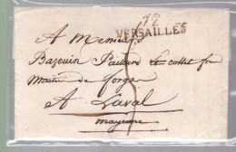 Lettre Dite Précurseurs  Sur Lettre  72 Versailles  Destination Maître Forge à Laval  Mayenne 1818 - 1801-1848: Precursors XIX