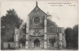 CPA DE VILLENEUVE-SAINT-GEORGES  (VAL DE MARNE)  FAÇADE DE L'ÉGLISE - Villeneuve Saint Georges