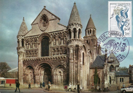 Carte  Maxi  19 75 Premier Jour: POITIERS, Notre Dame La Grande - 1970-1979