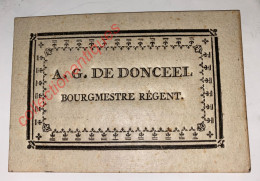 Rare Et Ancienne Carte De Visite En Relief - XVIIIème Au Nom D'A.G. De Donceel Bourgmestre Régent De Liège - Visitenkarten