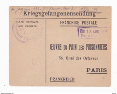 Lettre En Franchise Militaire - Oeuvre Du Pain Des Prisonniers - Cartas & Documentos