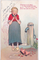 ILLUSTRATEUR  FANTAISIE - CONTEMPLE CE JOLIE TABLEAU CRUCHE D'EAU ELLE SE CASSE - CPA RUSSE ? - Non Classificati