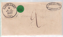 Lettre Dite Précurseurs  Sur Lettre  Cachet Lavelanet  4 Juillet 1839  Destination Limoux - 1801-1848: Precursors XIX