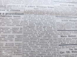 CORRIERE DELLA SERA 10/2/1929 MORTE DI VINCENZO VOLPE GROTTAMINARDA PITTORE MONTOPOLI IN VALDARNO - Other & Unclassified