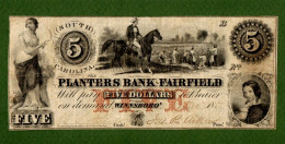 USA Note The Planters Bank Of Fairfield South Carolina Winnsboro 1855 $5 SLAVES - Sonstige & Ohne Zuordnung