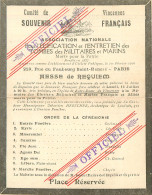 94* VINCENNES   Comite Souvenir Francais – Carte Invitation « officiel »–   RL29,1229 - Vincennes