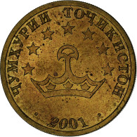 Tadjikistan, 50 Drams, 2001, St. Petersburg, Brass Clad Steel, TTB, KM:6.2a - Tagikistan