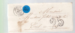 Lettre Dite Précurseurs  Sur Lettre  Cachet Senlis  1 Aout 1852 Destination Creil Taxe 25 - Zonder Classificatie