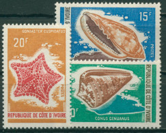 Elfenbeinküste 1971 Meerestiere Seestern Schnecken 376/78 Postfrisch - Ivoorkust (1960-...)